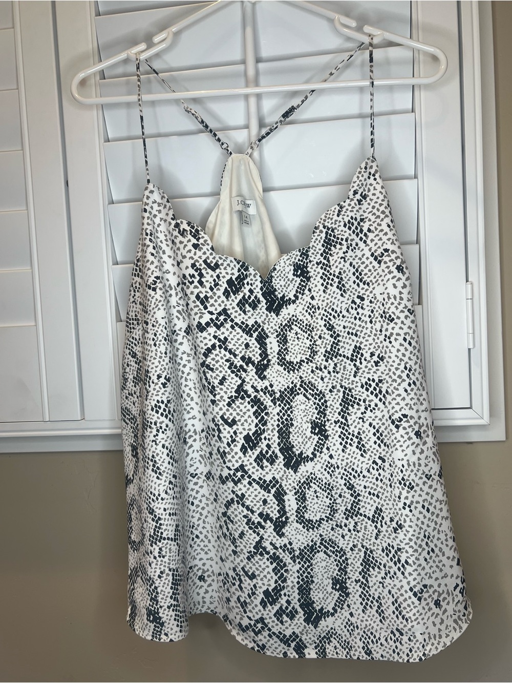 Women’s JCrew Snake Print Satin Cami Tank - White & Black size 14